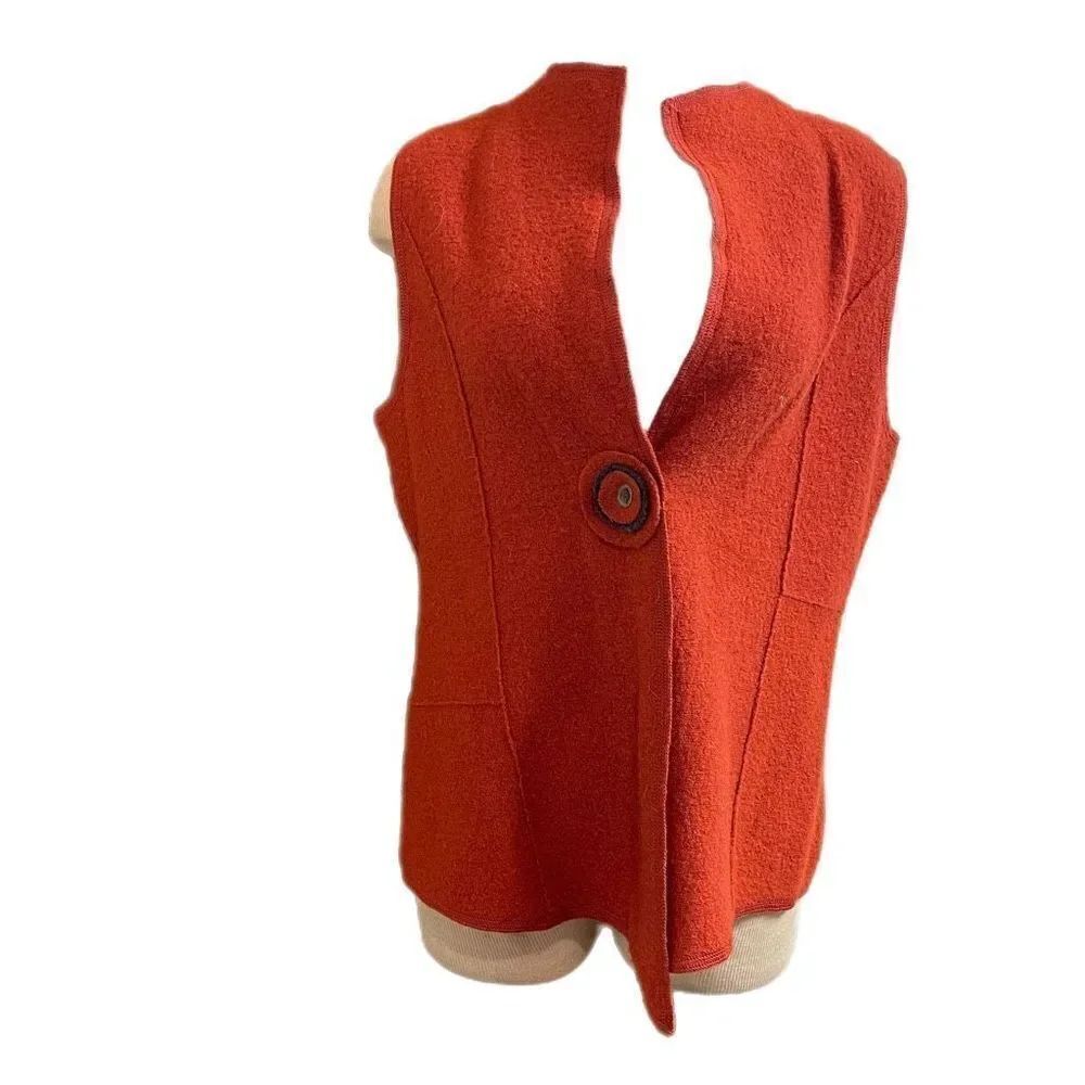 NTCO Nomadic Traders Burnt Orange Wool Lagenlook Vest Size Large